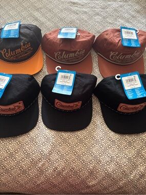 Columbia Snapback Hats in Black, Brown and Orange 80 for all 20each
